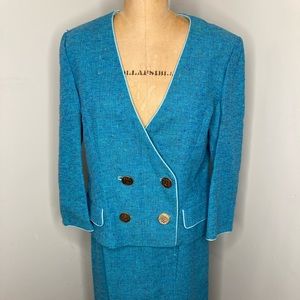 Vintage Roger Van S Blue Suit Pencil Skirt Gorgeous!